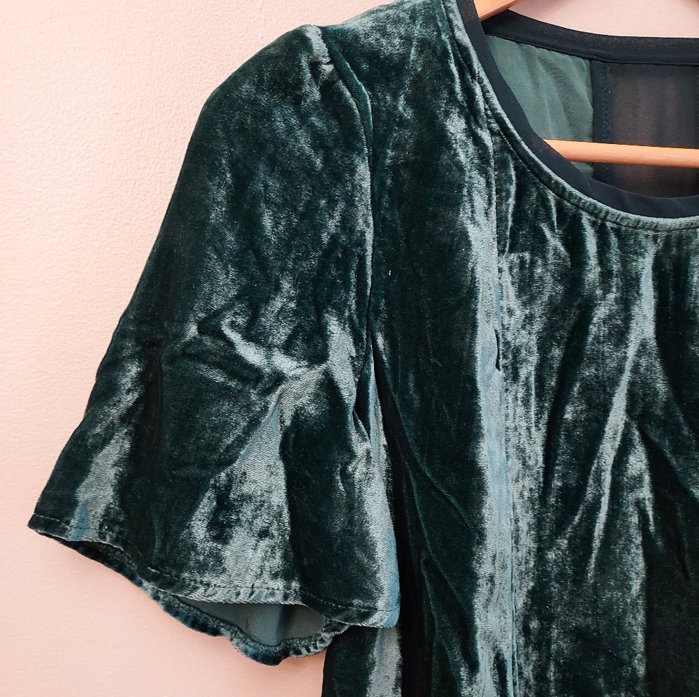 Anthropologie Maeve Short Sleeve Velvet Swing Top Blouse Size XS - Picture 5 of 12